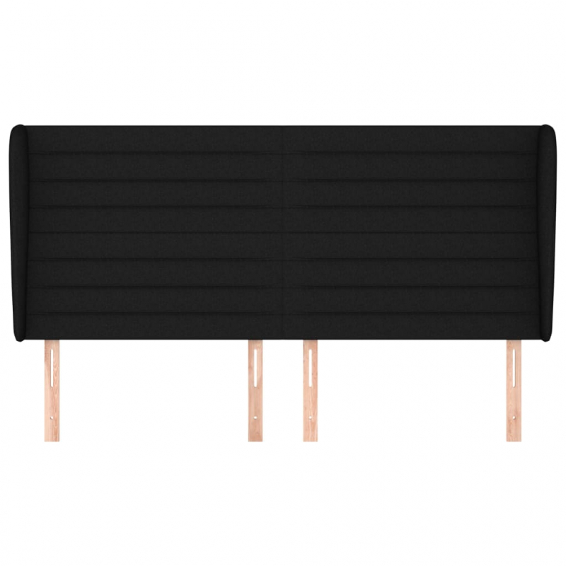 Kopfteil mit Ohren Schwarz 183x23x118/128 cm Stoff