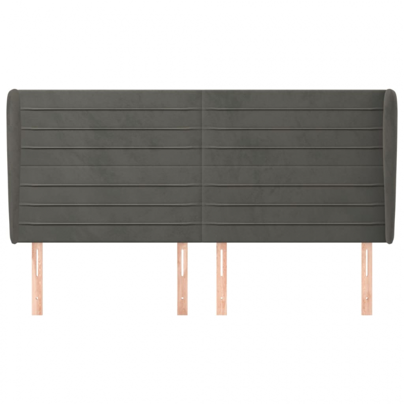 Kopfteil mit Ohren Dunkelgrau 203x23x118/128 cm Samt