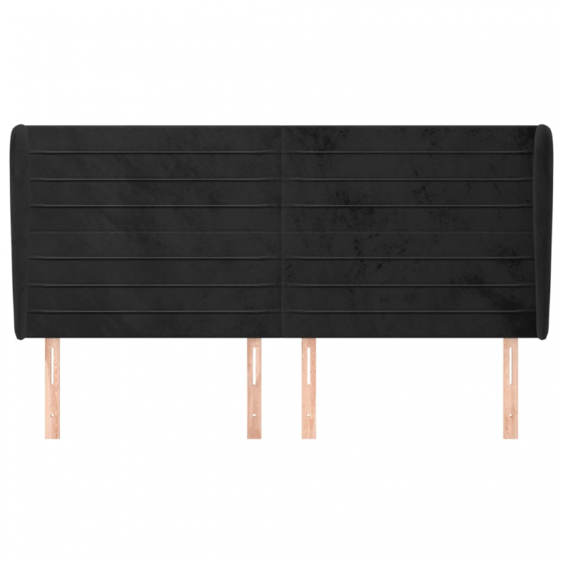 Kopfteil mit Ohren Schwarz 203x23x118/128 cm Samt