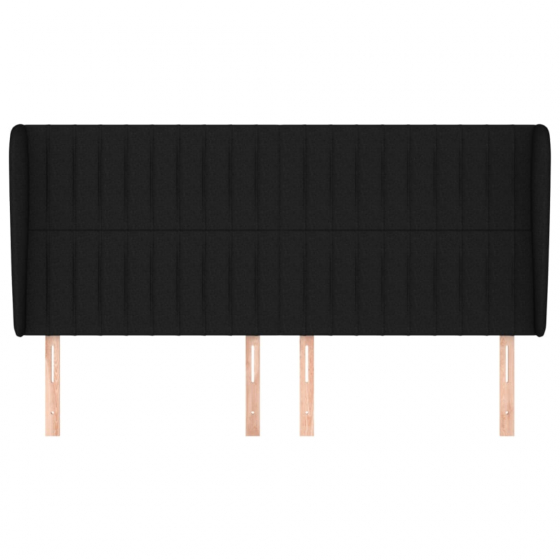 Kopfteil mit Ohren Schwarz 183x23x118/128 cm Stoff