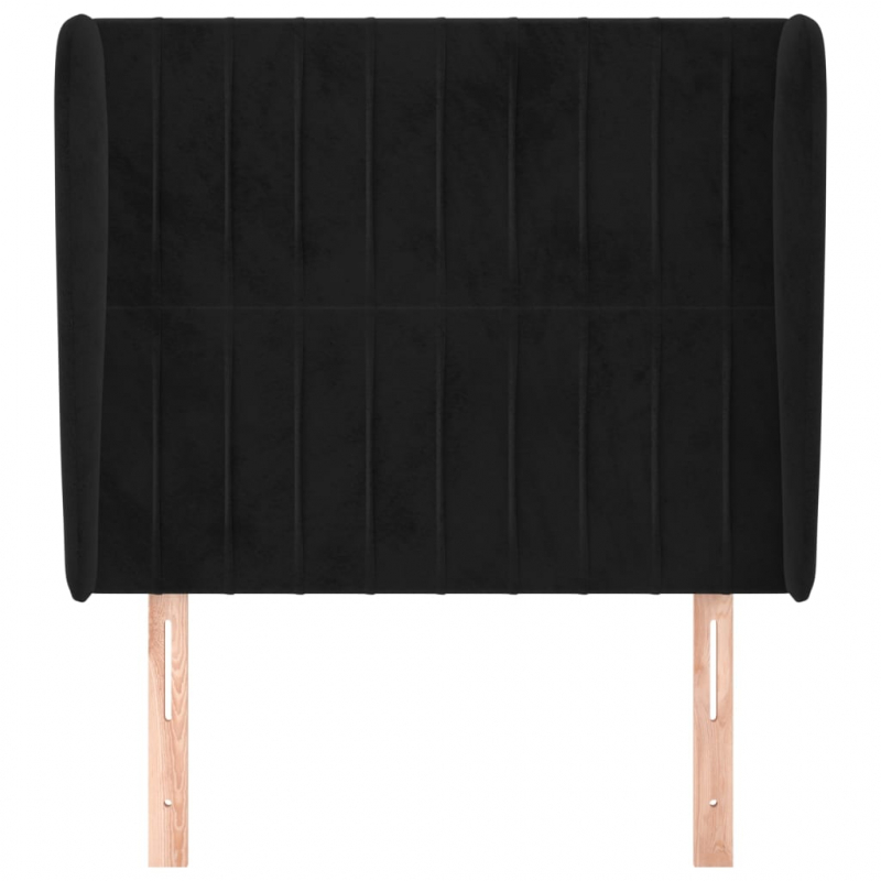 Kopfteil mit Ohren Schwarz 83x23x118/128 cm Samt