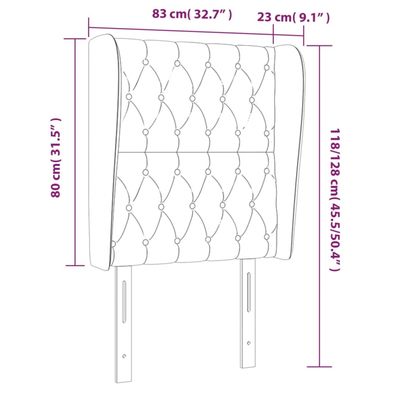 Kopfteil mit Ohren Dunkelbraun 83x23x118/128 cm Stoff
