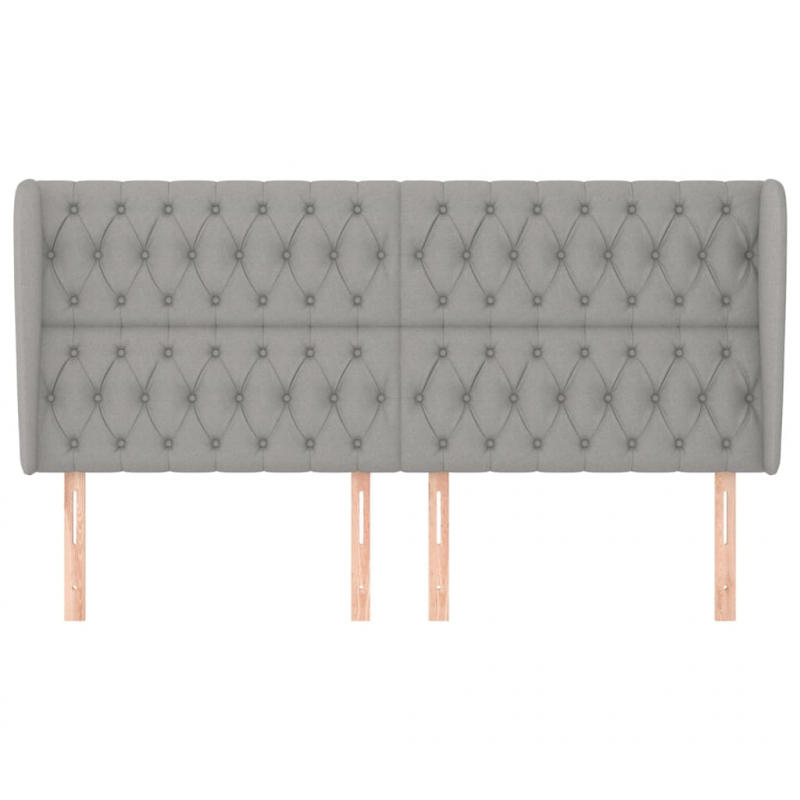 Kopfteil mit Ohren Hellgrau 183x23x118/128 cm Stoff