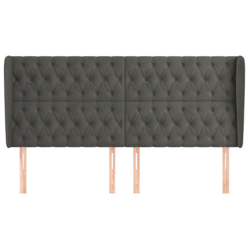 Kopfteil mit Ohren Dunkelgrau 203x23x118/128 cm Samt