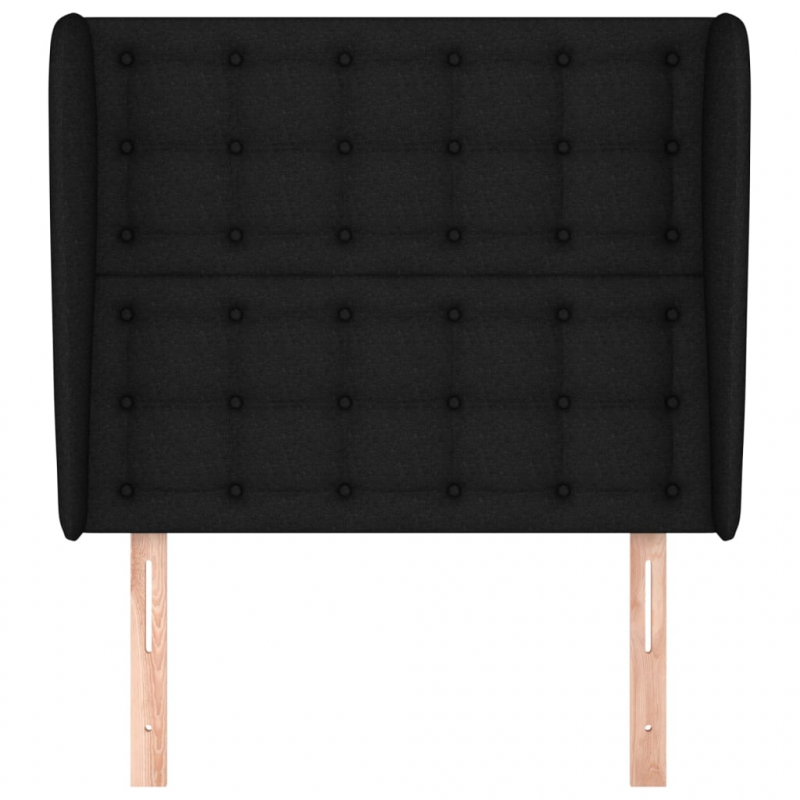 Kopfteil mit Ohren Schwarz 83x23x118/128 cm Stoff