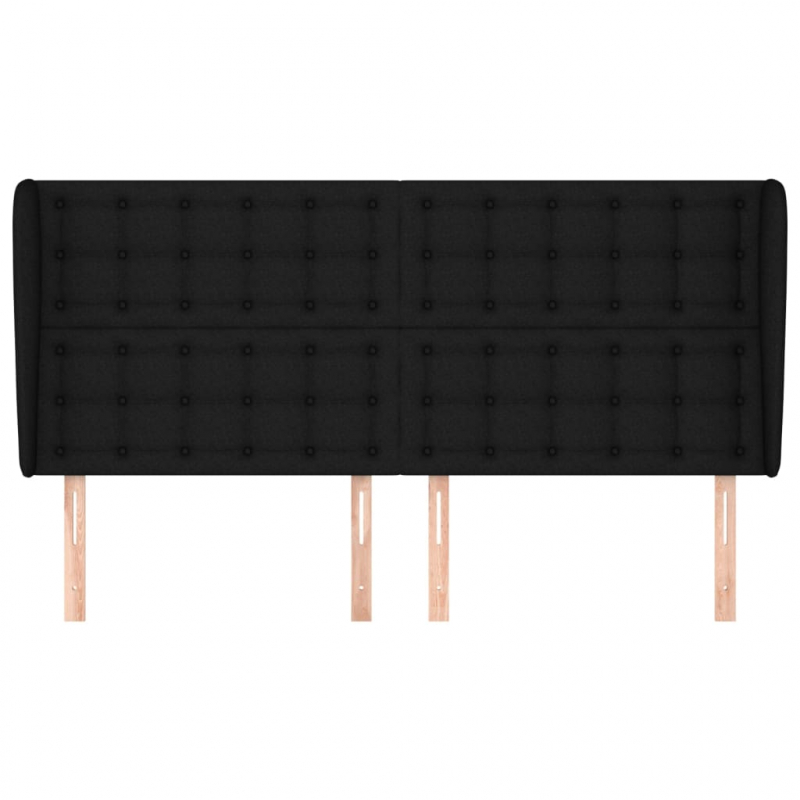 Kopfteil mit Ohren Schwarz 203x23x118/128 cm Stoff