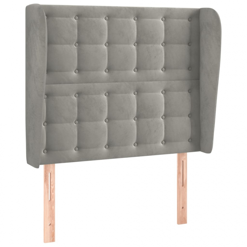 Kopfteil mit Ohren Hellgrau 83x23x118/128 cm Samt