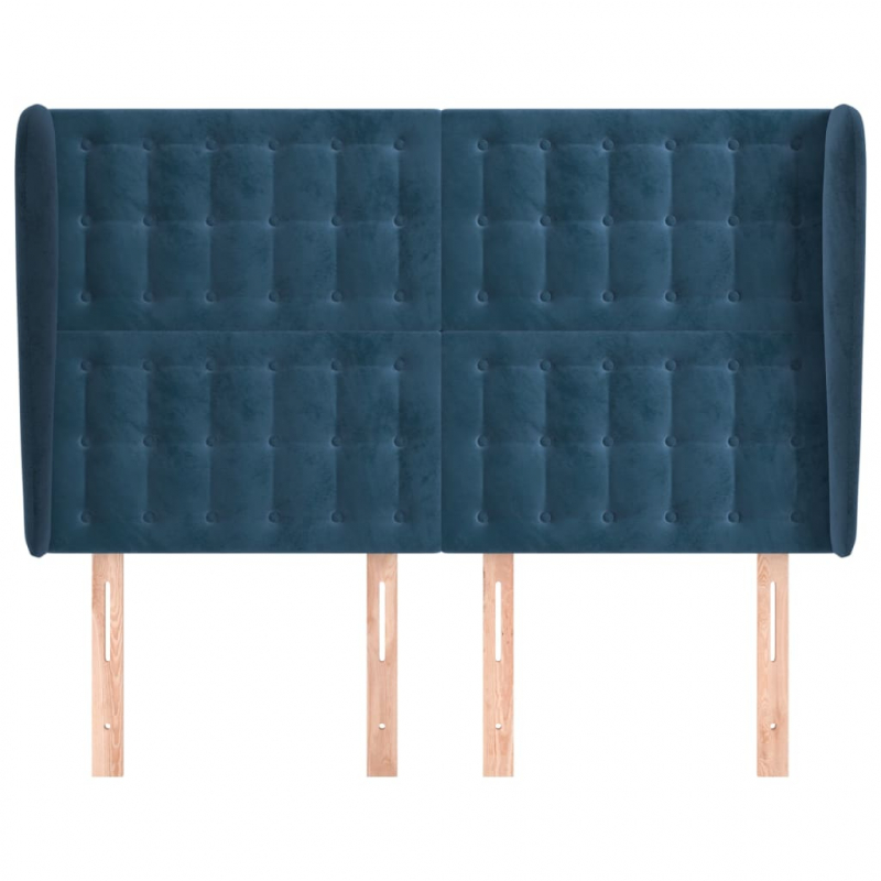 Kopfteil mit Ohren Dunkelblau 147x23x118/128 cm Samt