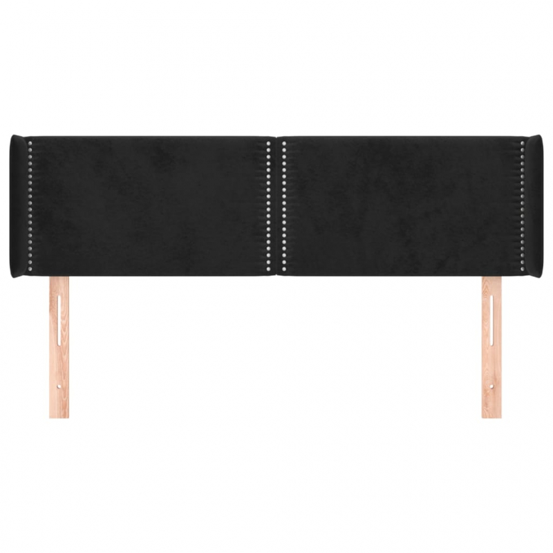 Kopfteil mit Ohren Schwarz 147x16x78/88 cm Samt