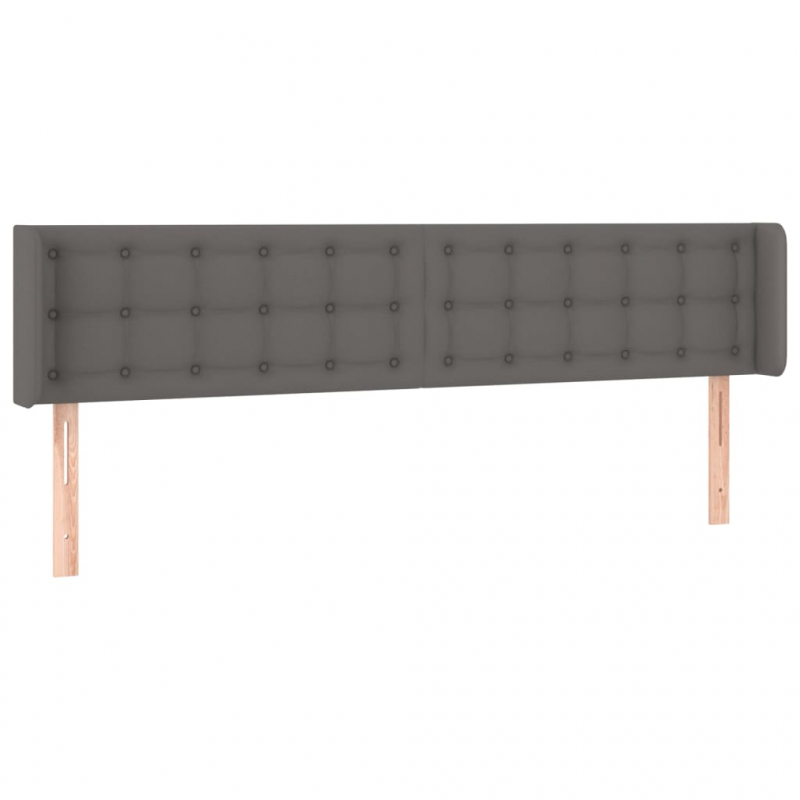 Kopfteil mit Ohren Grau 163x16x78/88 cm Kunstleder