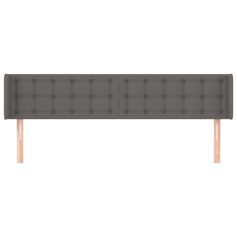 Kopfteil mit Ohren Grau 163x16x78/88 cm Kunstleder