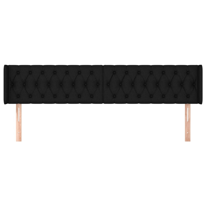 Kopfteil mit Ohren Schwarz 203x16x78/88 cm Stoff