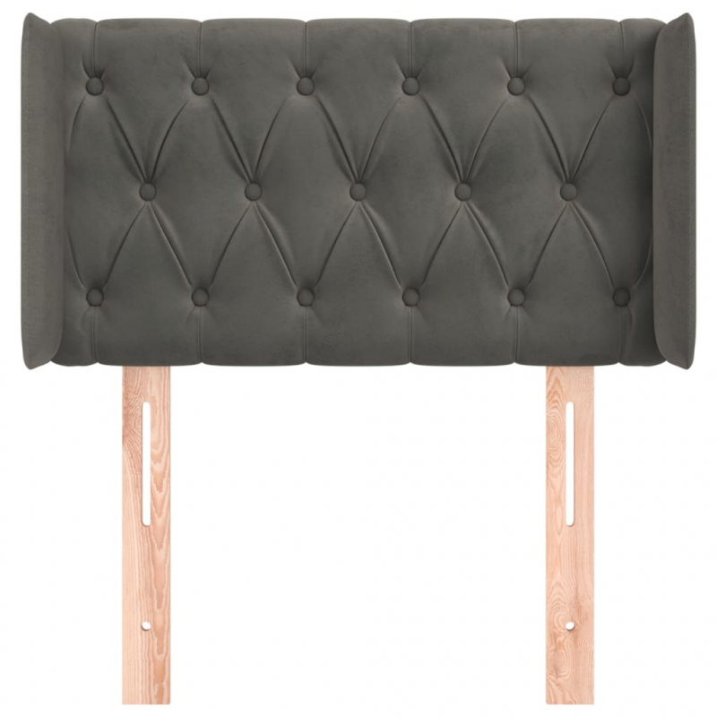 Kopfteil mit Ohren Dunkelgrau 83x16x78/88 cm Samt