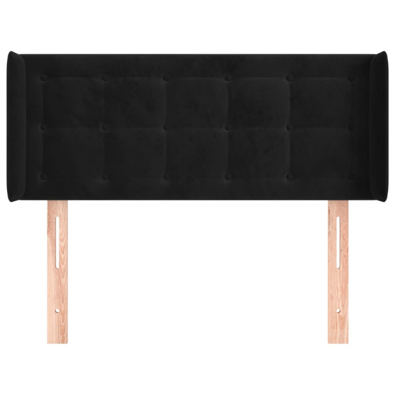 Kopfteil mit Ohren Schwarz 83x16x78/88 cm Samt