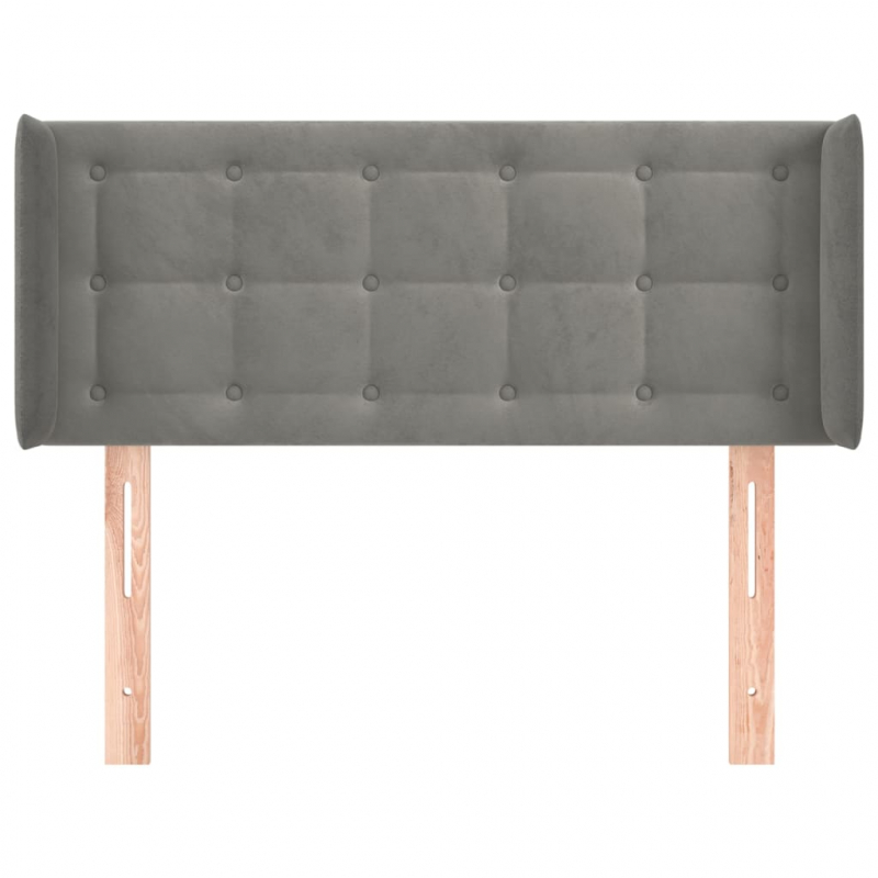 Kopfteil mit Ohren Hellgrau 93x16x78/88 cm Samt