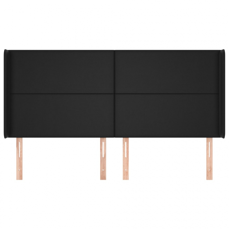 Kopfteil mit Ohren Schwarz 183x16x118/128 cm Kunstleder