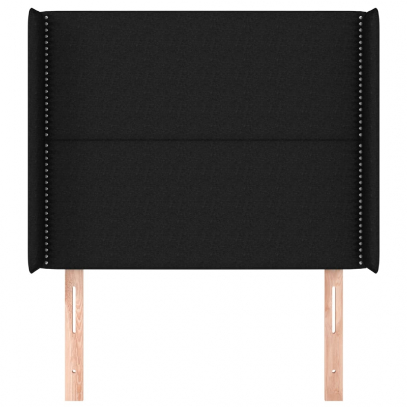 Kopfteil mit Ohren Schwarz 83x16x118/128 cm Stoff