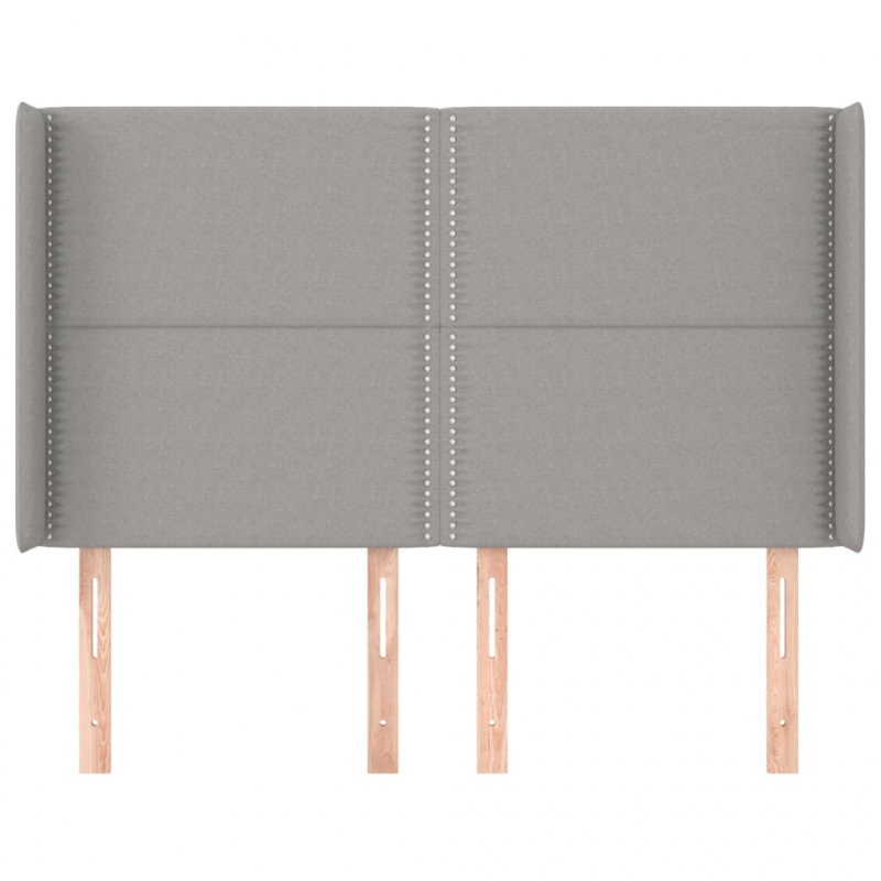 Kopfteil mit Ohren Hellgrau 147x16x118/128 cm Stoff