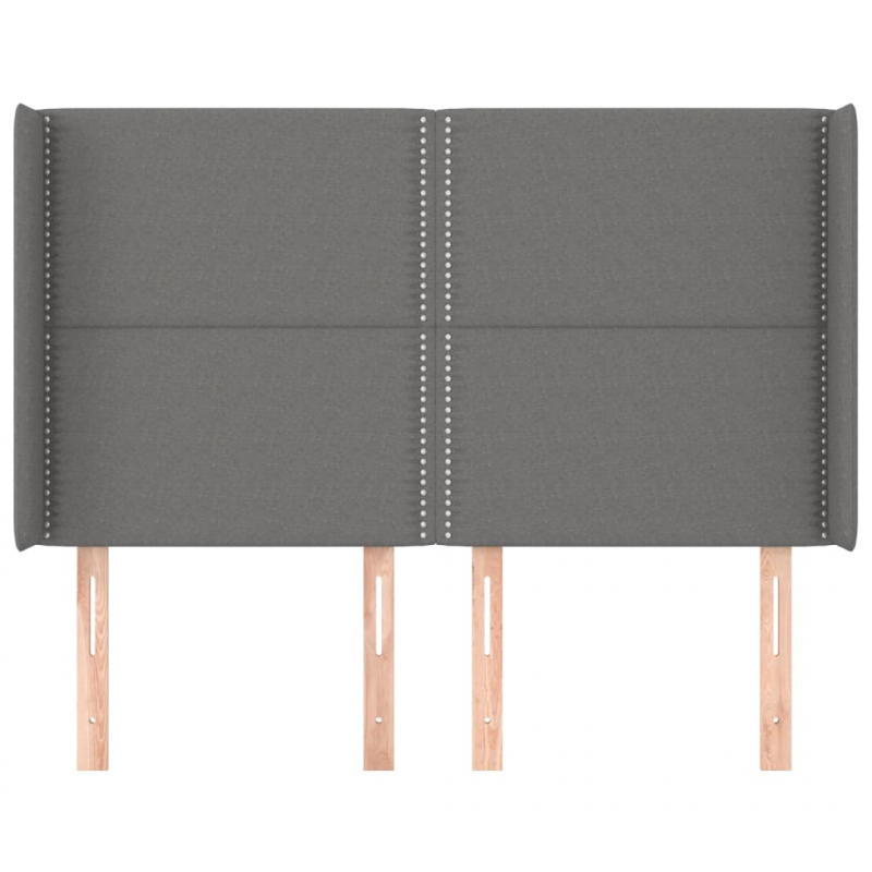 Kopfteil mit Ohren Dunkelgrau 147x16x118/128 cm Stoff