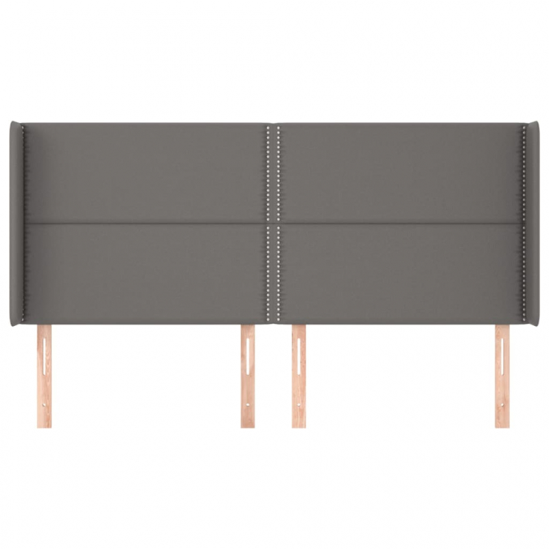 Kopfteil mit Ohren Grau 183x16x118/128 cm Kunstleder