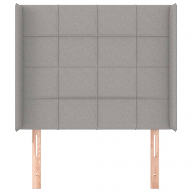 Kopfteil mit Ohren Hellgrau 103x16x118/128 cm Stoff