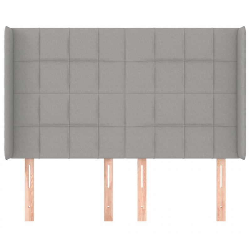 Kopfteil mit Ohren Hellgrau 147x16x118/128 cm Stoff