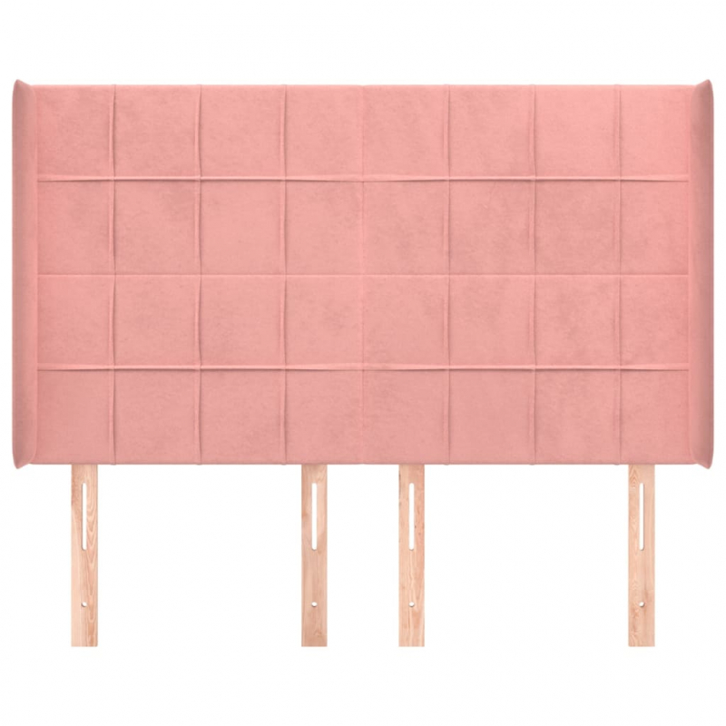 Kopfteil mit Ohren Rosa 147x16x118/128 cm Samt