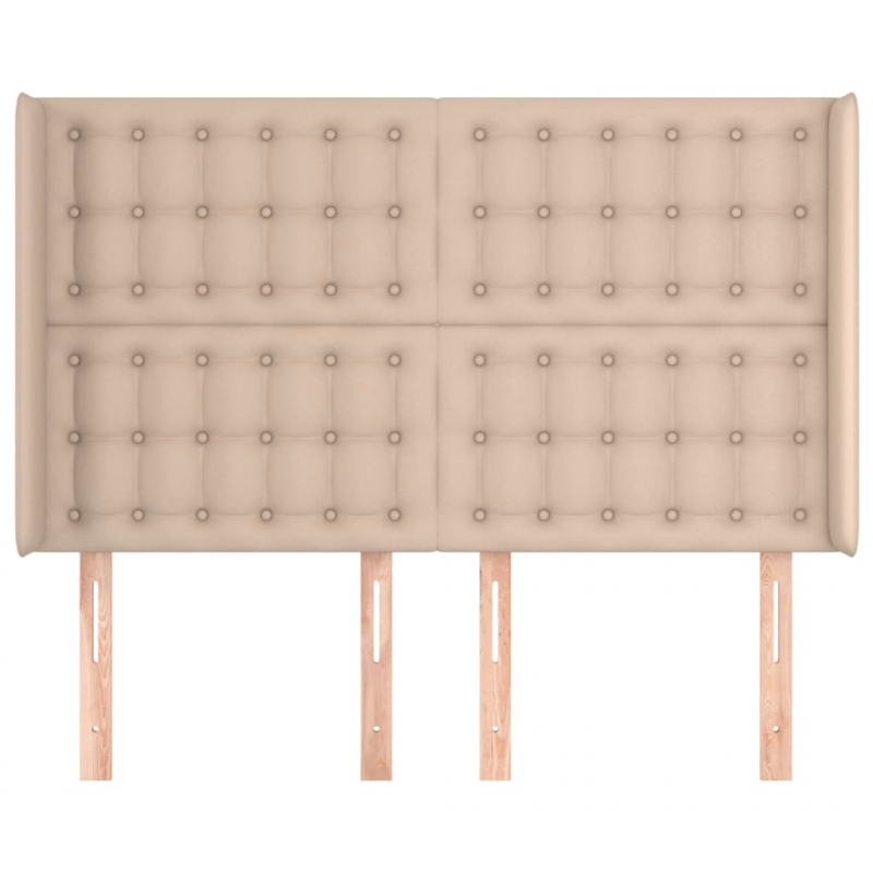 Kopfteil mit Ohren Cappuccino-Braun 147x16x118/128cm Kunstleder