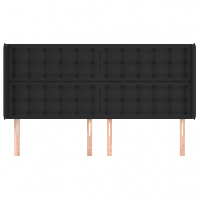 Kopfteil mit Ohren Schwarz 163x16x118/128 cm Kunstleder