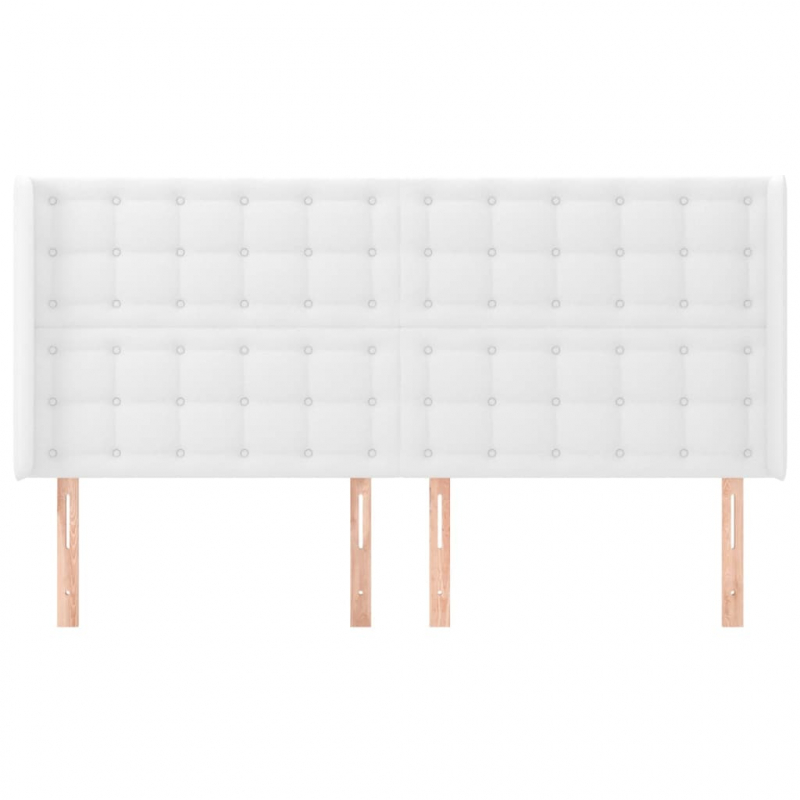 Kopfteil mit Ohren Weiß 183x16x118/128 cm Kunstleder