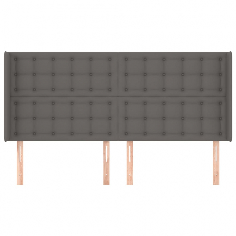 Kopfteil mit Ohren Grau 183x16x118/128 cm Kunstleder