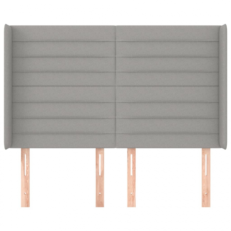 Kopfteil mit Ohren Hellgrau 147x16x118/128 cm Stoff