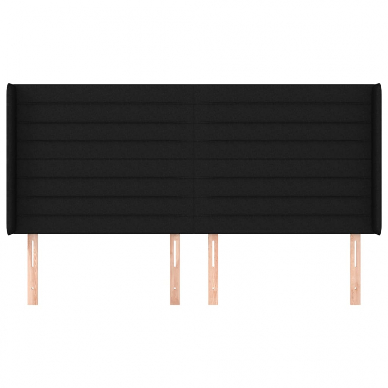 Kopfteil mit Ohren Schwarz 203x16x118/128 cm Stoff