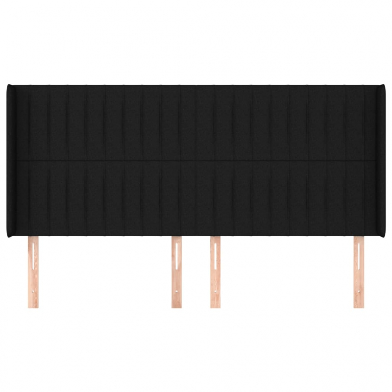 Kopfteil mit Ohren Schwarz 203x16x118/128 cm Stoff