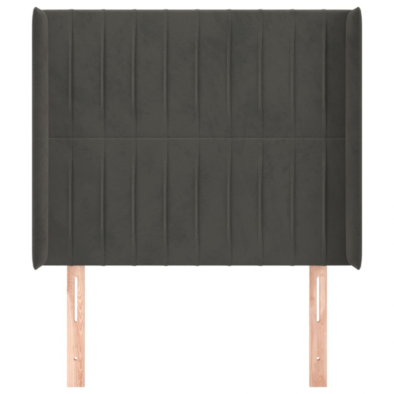 Kopfteil mit Ohren Dunkelgrau 83x16x118/128 cm Samt