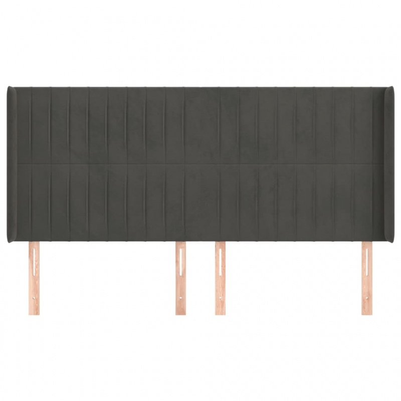 Kopfteil mit Ohren Dunkelgrau 163x16x118/128 cm Samt