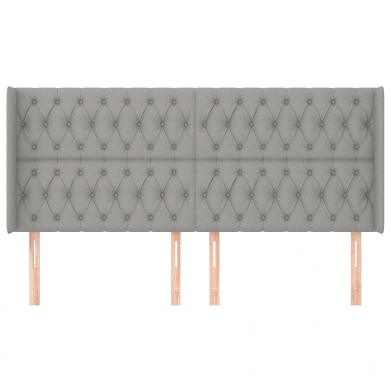 Kopfteil mit Ohren Hellgrau 203x16x118/128 cm Stoff