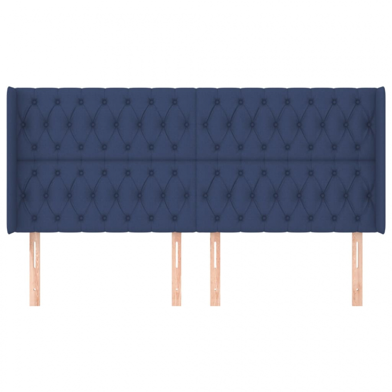 Kopfteil mit Ohren Blau 203x16x118/128 cm Stoff