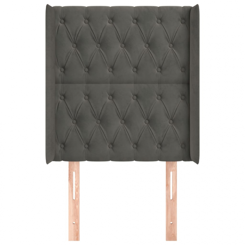 Kopfteil mit Ohren Dunkelgrau 83x16x118/128 cm Samt