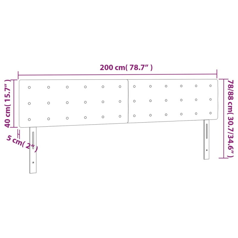 LED Kopfteil Dunkelbraun 200x5x78/88 cm Stoff