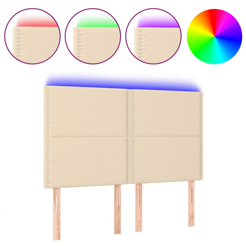 LED Kopfteil Creme 144x5x118/128 cm Stoff