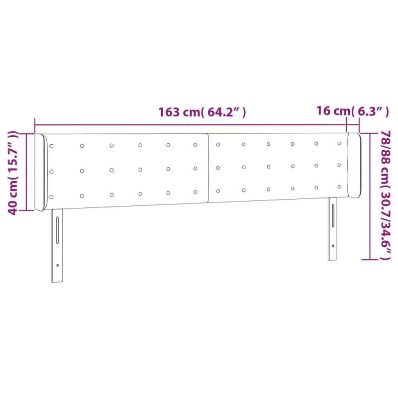 LED Kopfteil Dunkelgrün 163x16x78/88 cm Samt