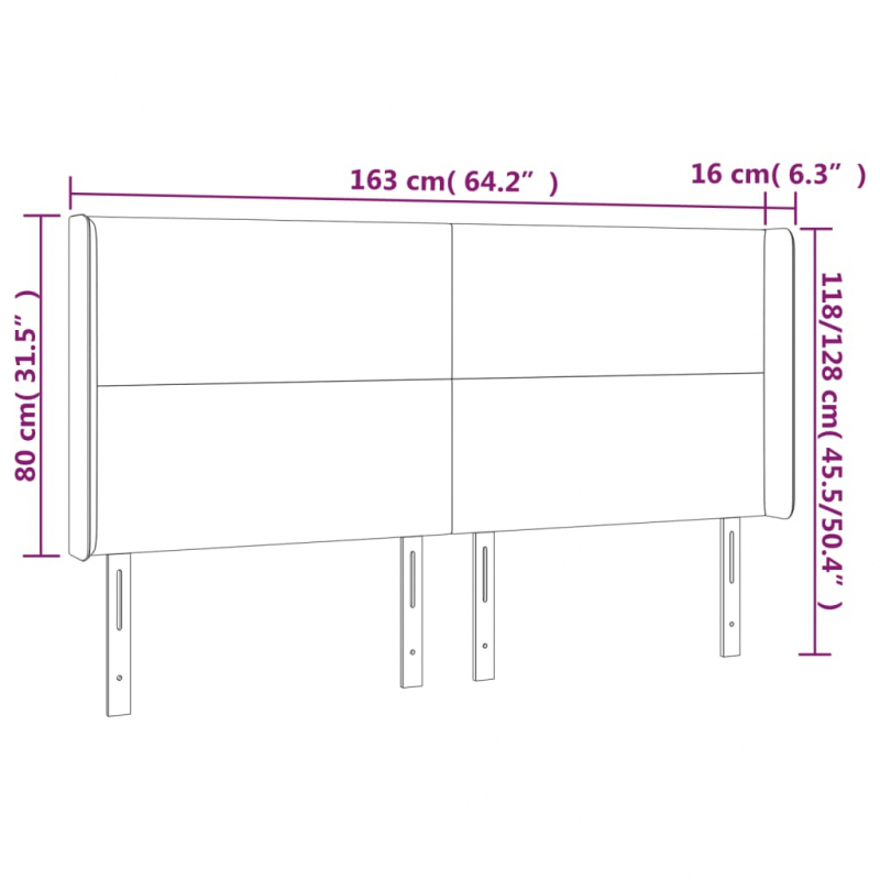 LED Kopfteil Creme 163x16x118/128 cm Stoff