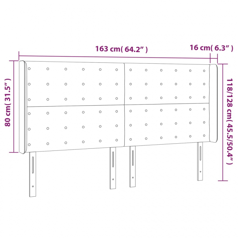 LED Kopfteil Dunkelbraun 163x16x118/128 cm Stoff