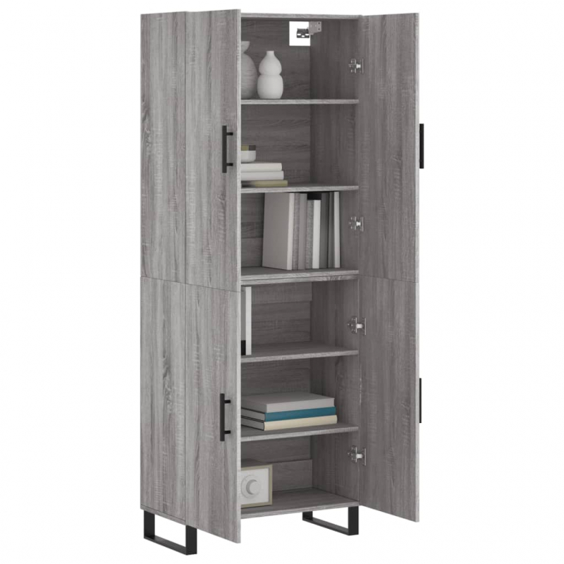 Highboard Grau Sonoma 69,5x34x180 cm Holzwerkstoff