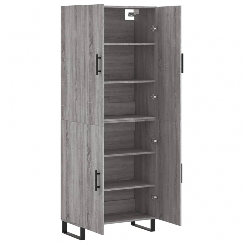 Highboard Grau Sonoma 69,5x34x180 cm Holzwerkstoff