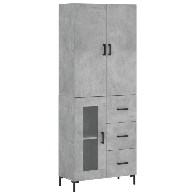 Highboard Betongrau 69,5x34x180 cm Holzwerkstoff