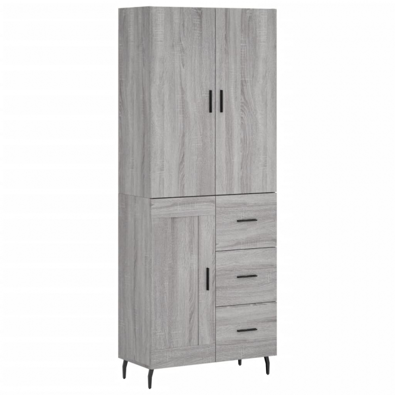 Highboard Grau Sonoma 69,5x34x180 cm Holzwerkstoff