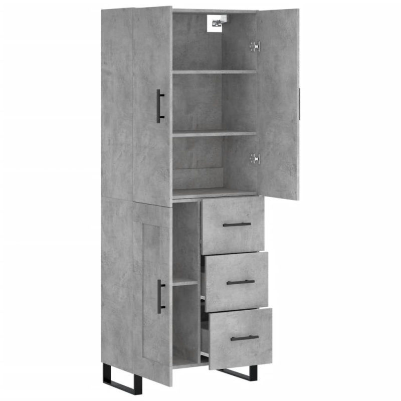 Highboard Betongrau 69,5x34x180 cm Holzwerkstoff