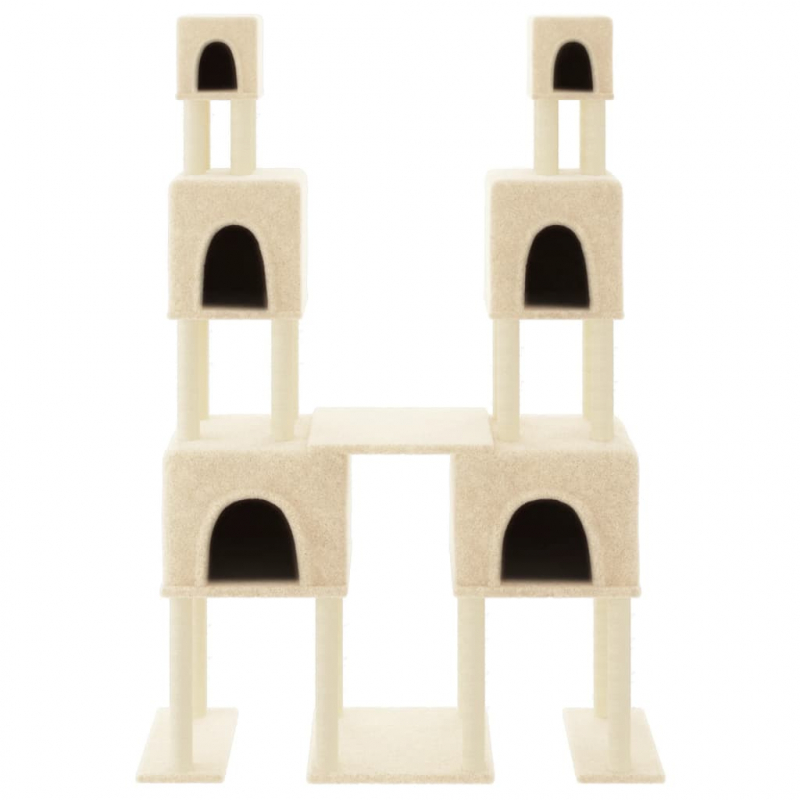 Kratzbaum mit Sisal-Kratzsäulen Creme 199 cm